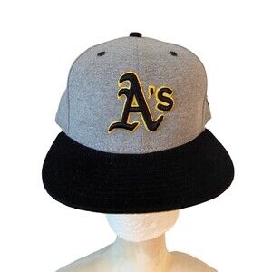 New Era Cap Hat Unisex Size 7 1/4" Color Black Gray Oakland Athletics Fitted Cap